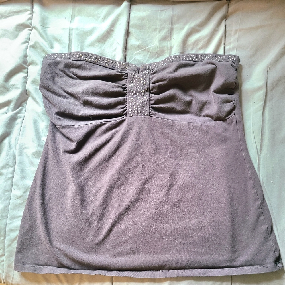 Express Vintage Y2K Gray Tube Top Sweetheart + Studded neckline MED